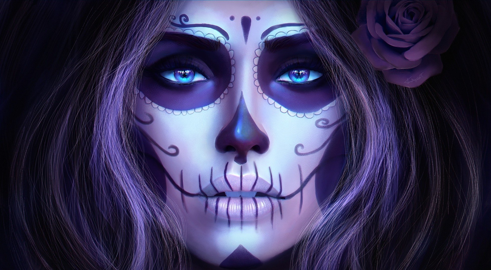 día de los muertos cara chica mirada arte