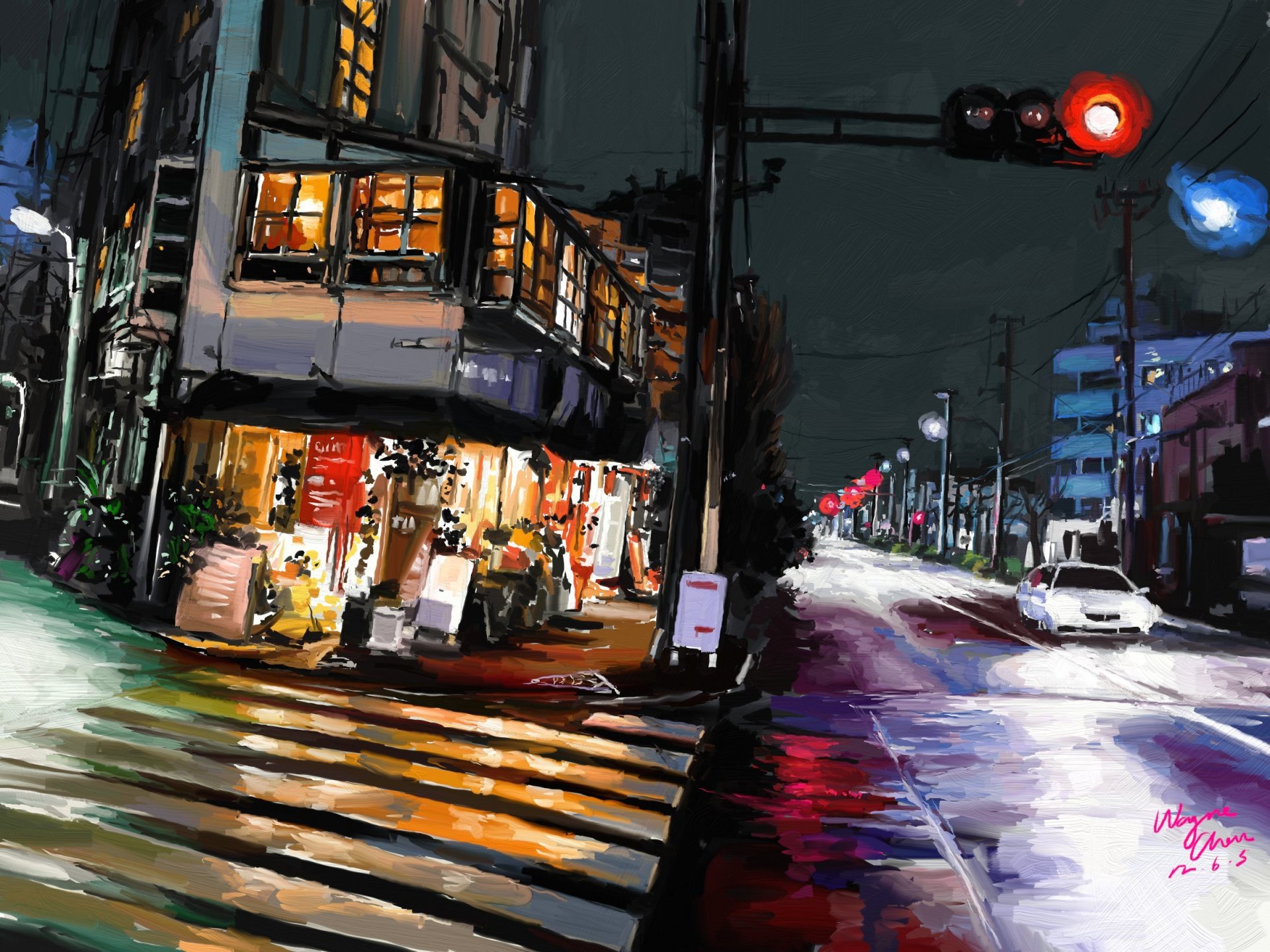 arte shitub52 tokyo città notte luci strada