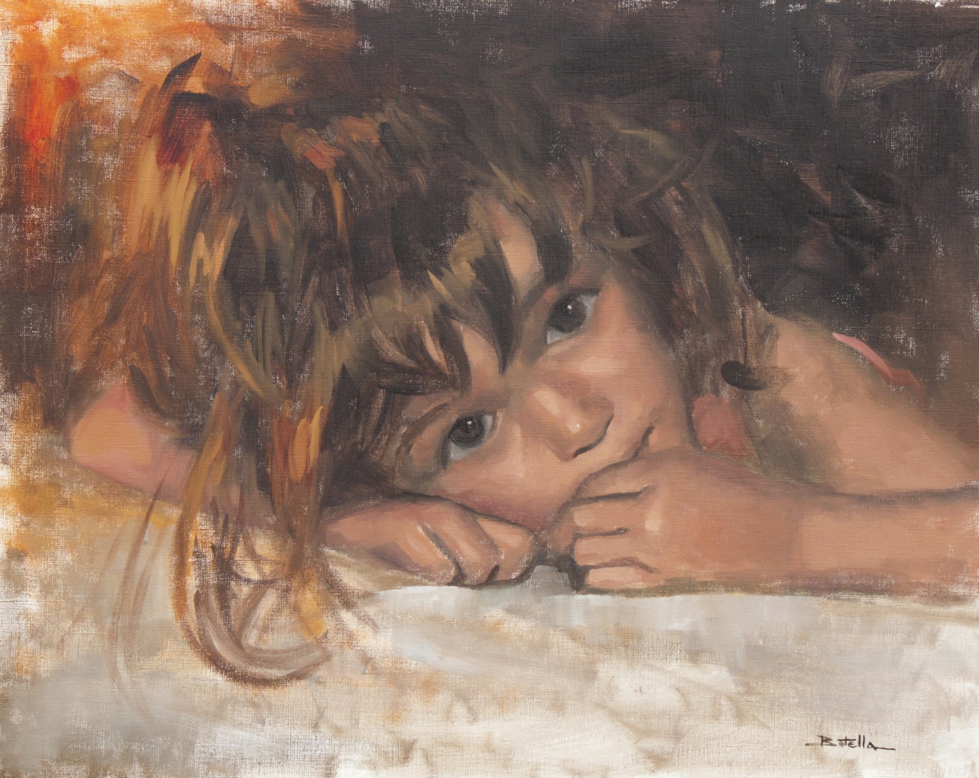 laurent botella peinture enfant fille visage regard