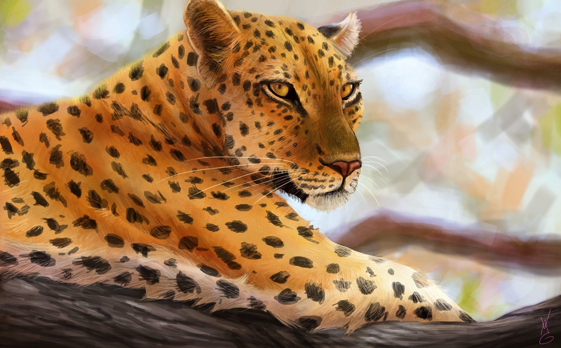 arte leopardo predatore