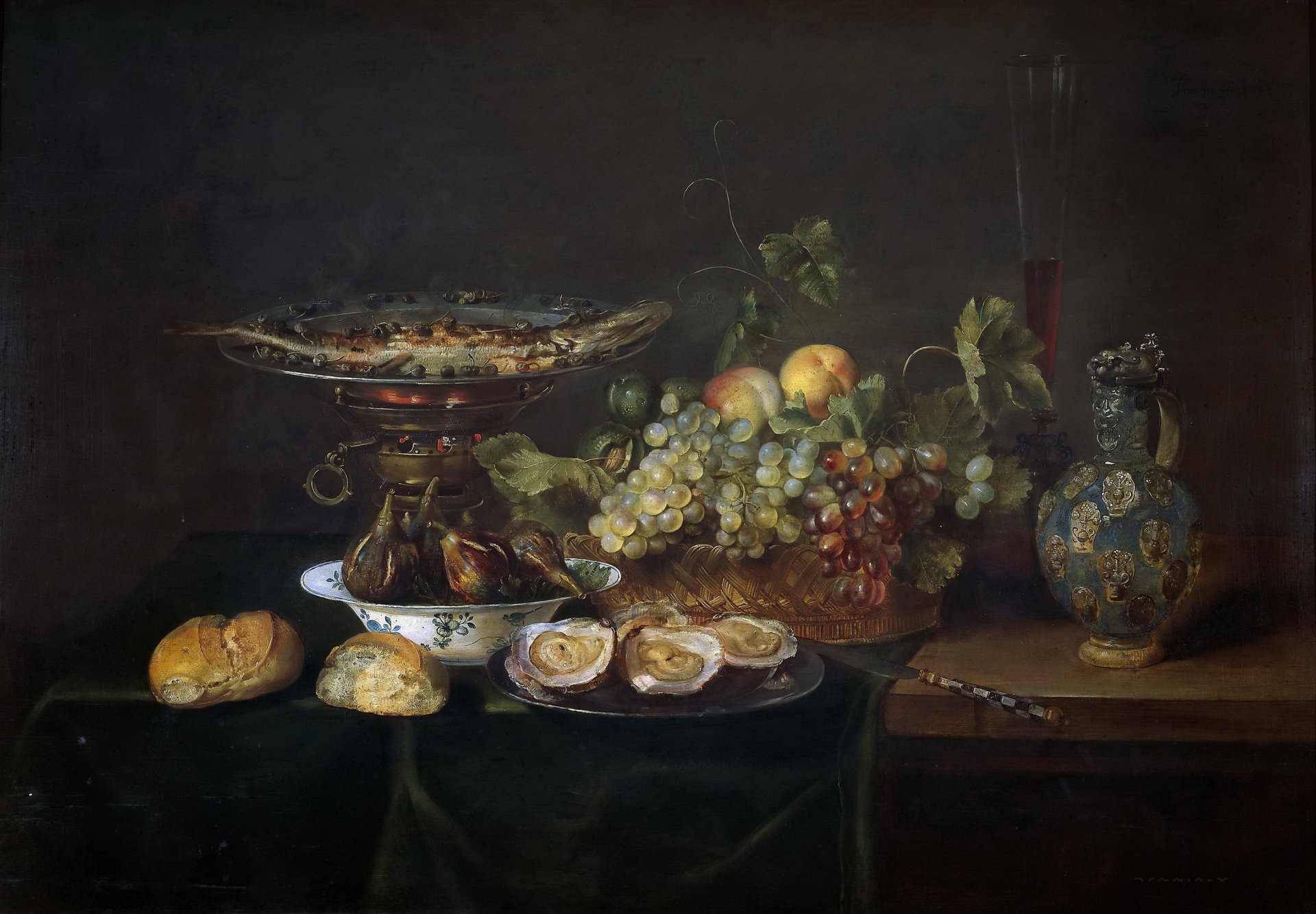 art peinture âge d or nature morte fruits cruche