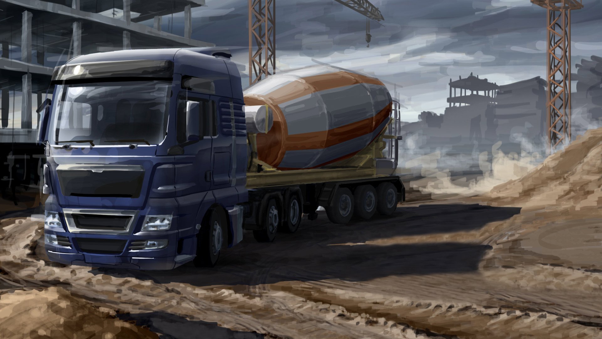 arte auto pittura cargo euro camion trattore van rimorchio camion rimorchio betoniera mixer inerziale modello di costruzione di veicoli speciali