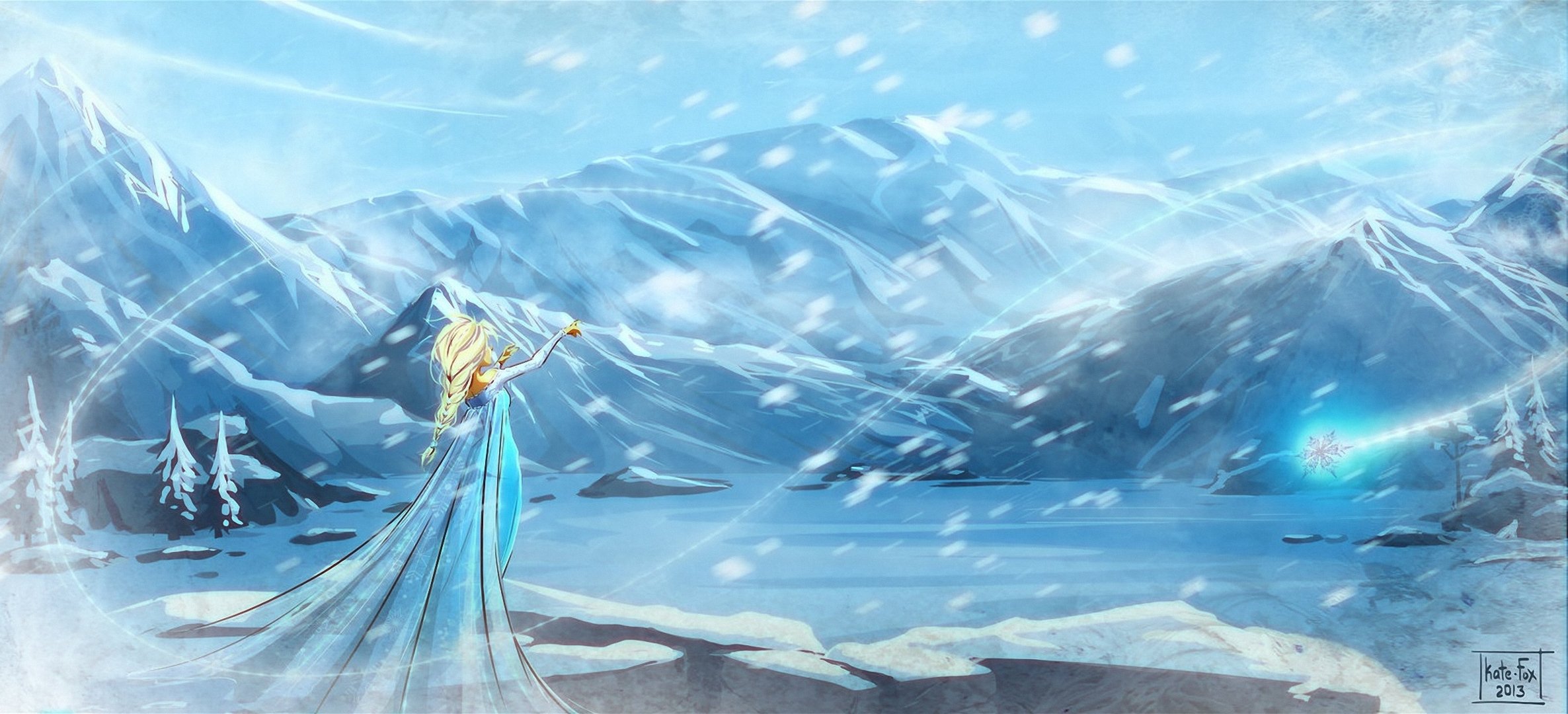 art cartoon frozen cold heart girl snow blizzard