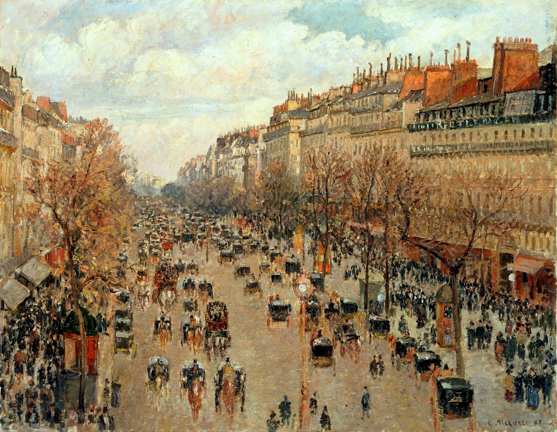 camille pissarro boulevard montmartre à paris peinture rue ville france