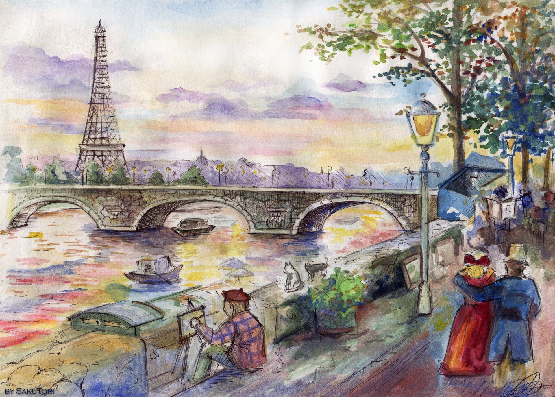 art peinture dessin paris pont peintre