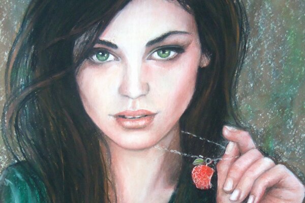 Drawing of a green-eyed girl s gaze