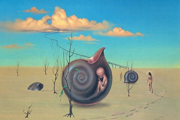 John Pitre surrealism child in a shell