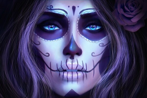 The girl with the skeleton makeup
