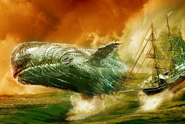 Moby Dick. Ballena blanca en el mar