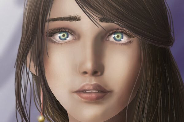 Green-eyed girl s face close-up