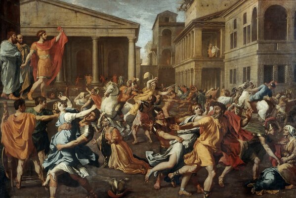 The abduction of the Sabine women , by the French painter Nicolas Poussin