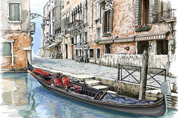 La città dei canali e il suo simbolo gondola