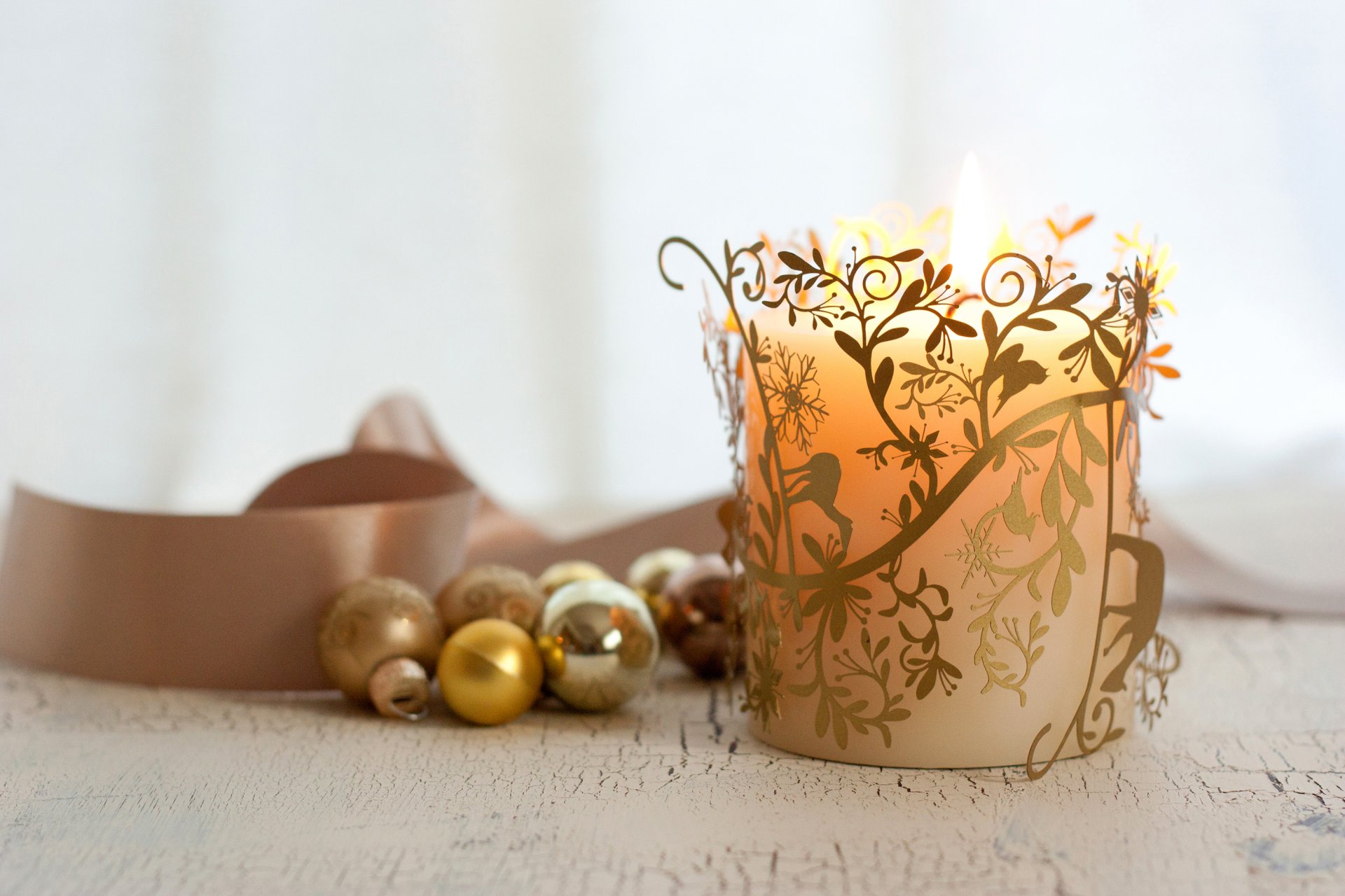 candle candle pattern ribbon balls gold christmas tree toys decorations decor holidays christmas new year