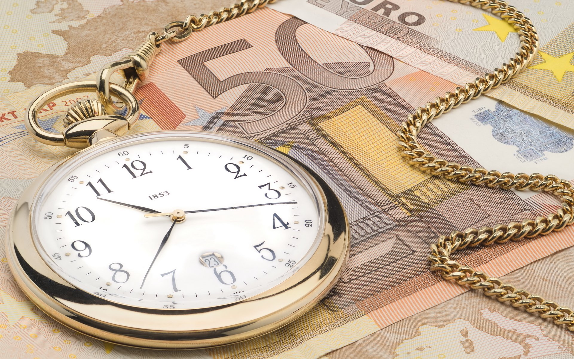 orologio soldi euro lancette catena portachiavi