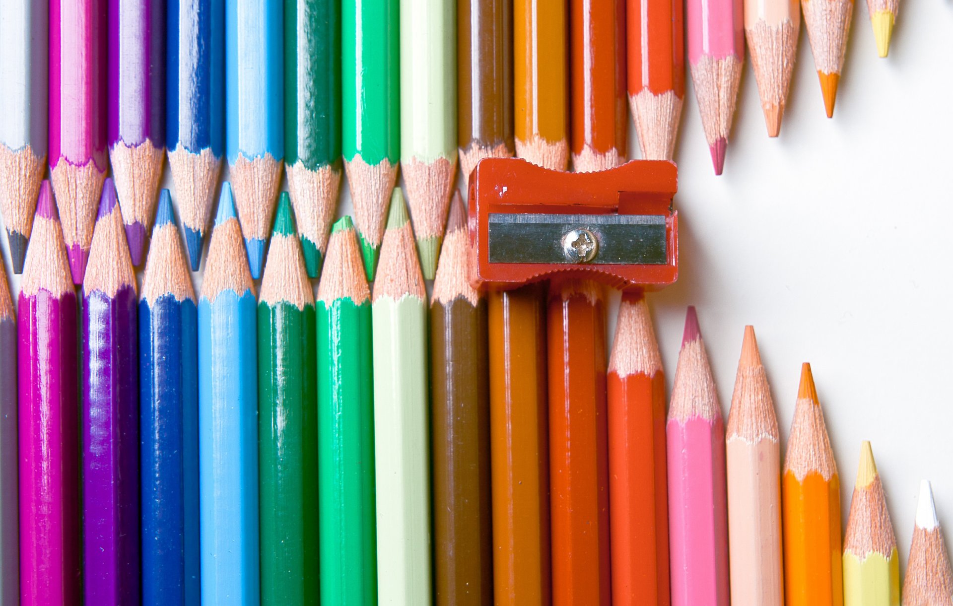 white background color crayons sharpener lightning