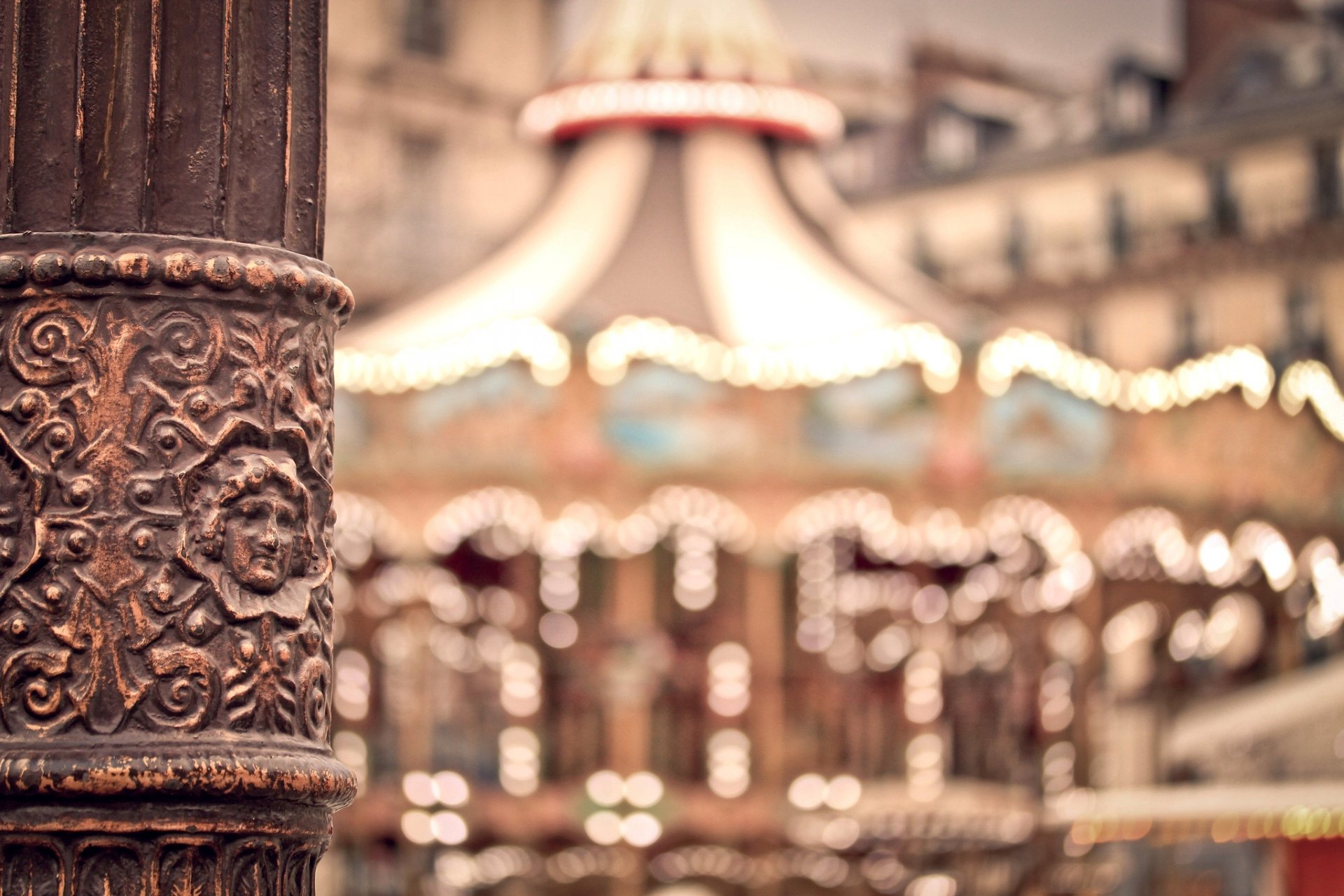 light roundabout bokeh lights blur town paris france