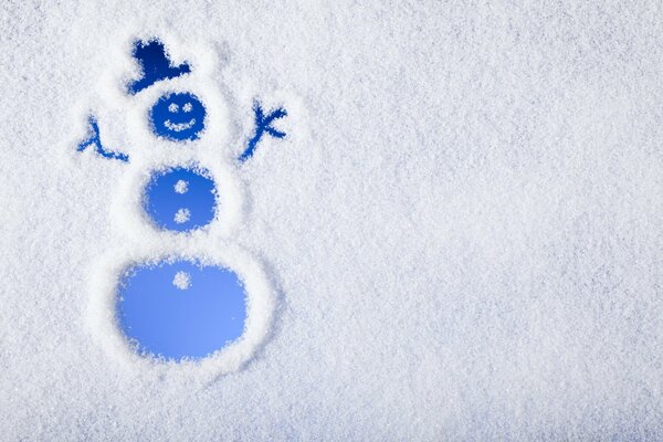 Blue snowman on a white background