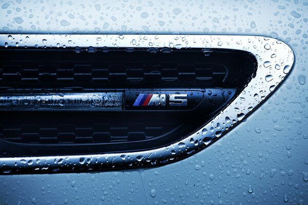 BMW car with water drops