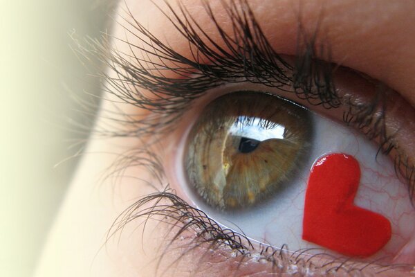 Das Auge, in dem ein rotes Herz steckt
