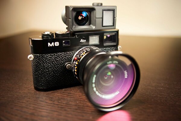 Camera on the table close-up