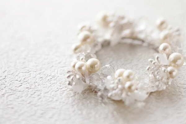 Pearl bracelet on a white background