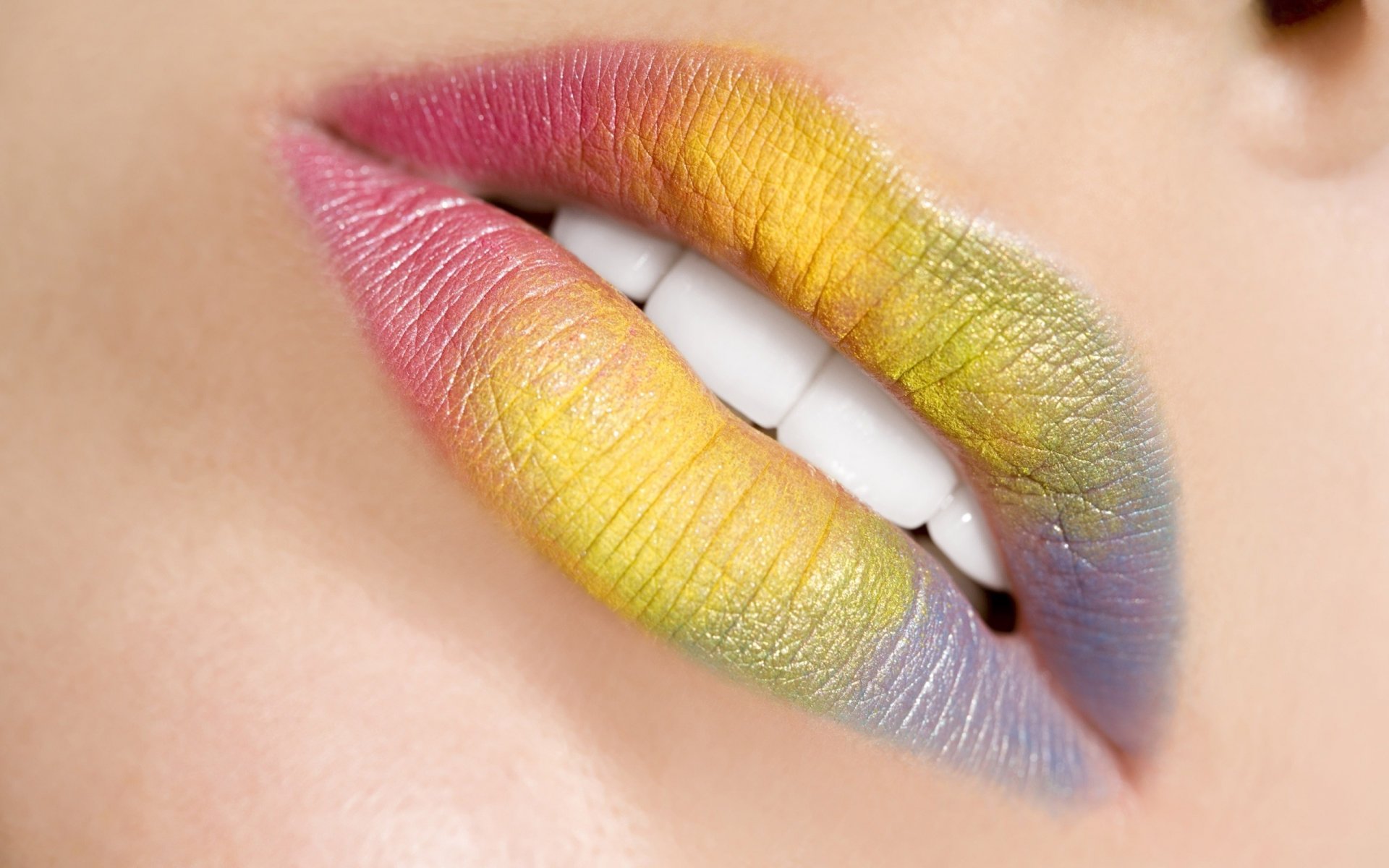 lippen mehrfarbig lippenstift farbe farben foto makro