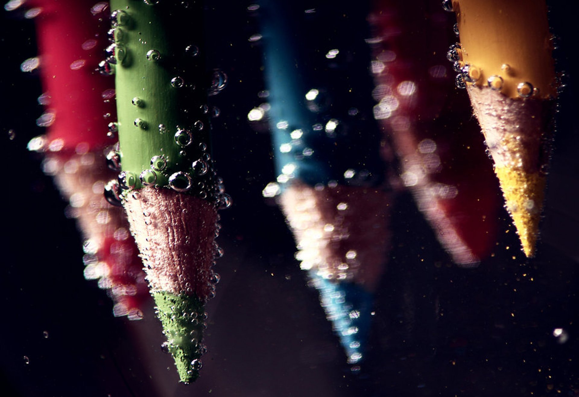 pencils bubbles bubbles underwater water macro color