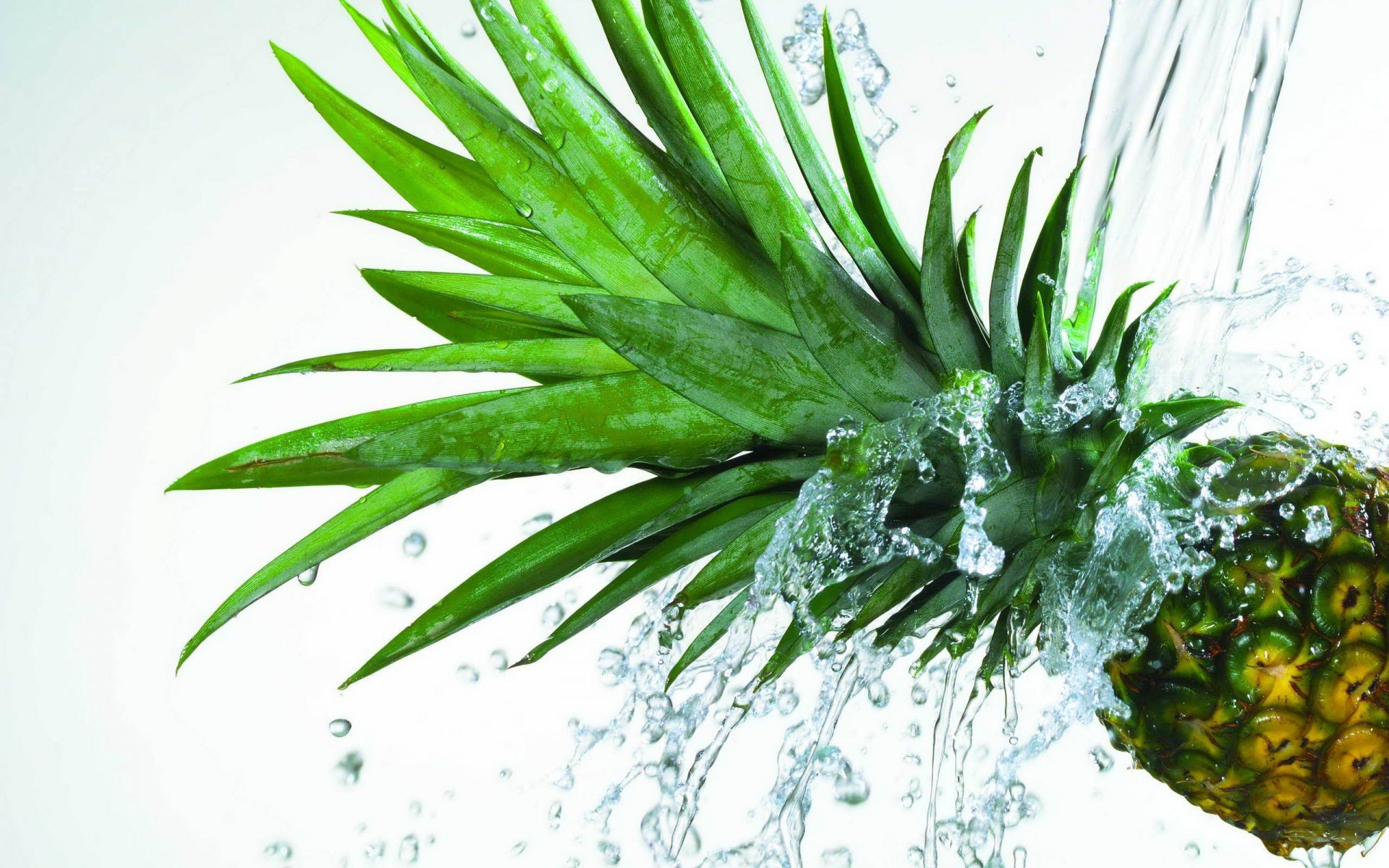 pineapple fruit water spray white background