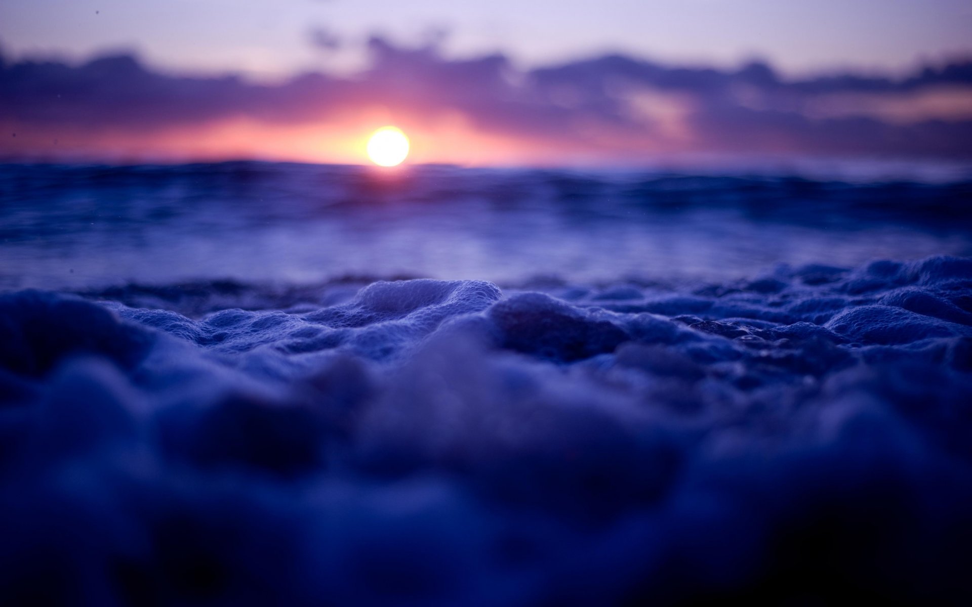 mar océano espuma puesta de sol sol