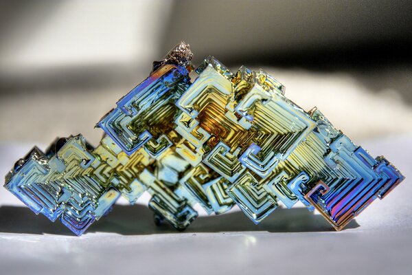 Beautiful crystal bismuth. Metal