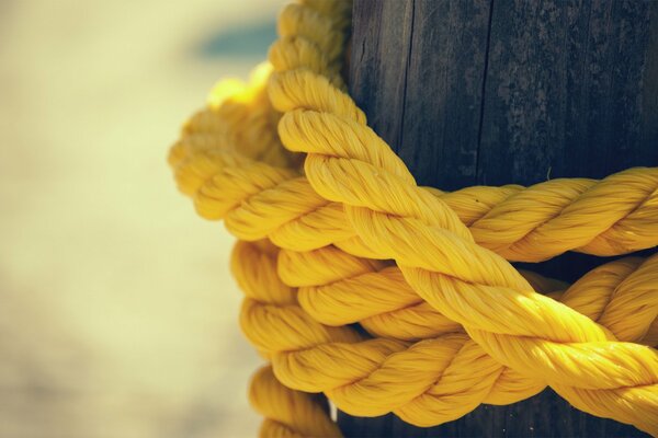 Yellow rope around the pole