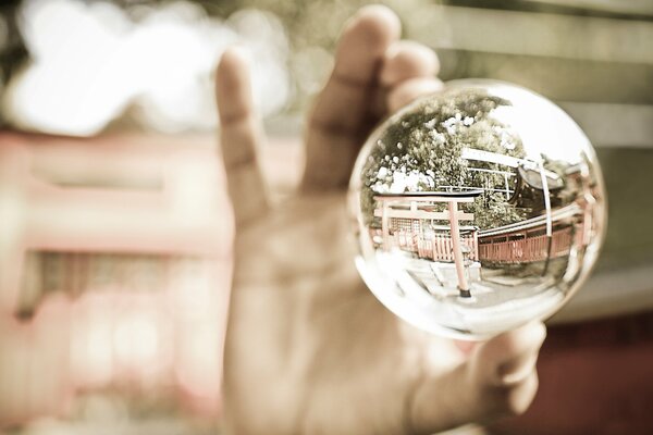 Crystal transparent ball, macro shooting