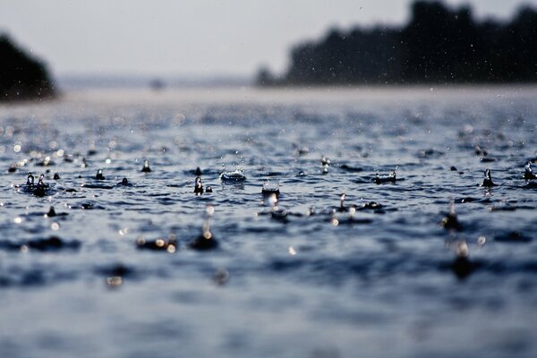 Raindrops on the water