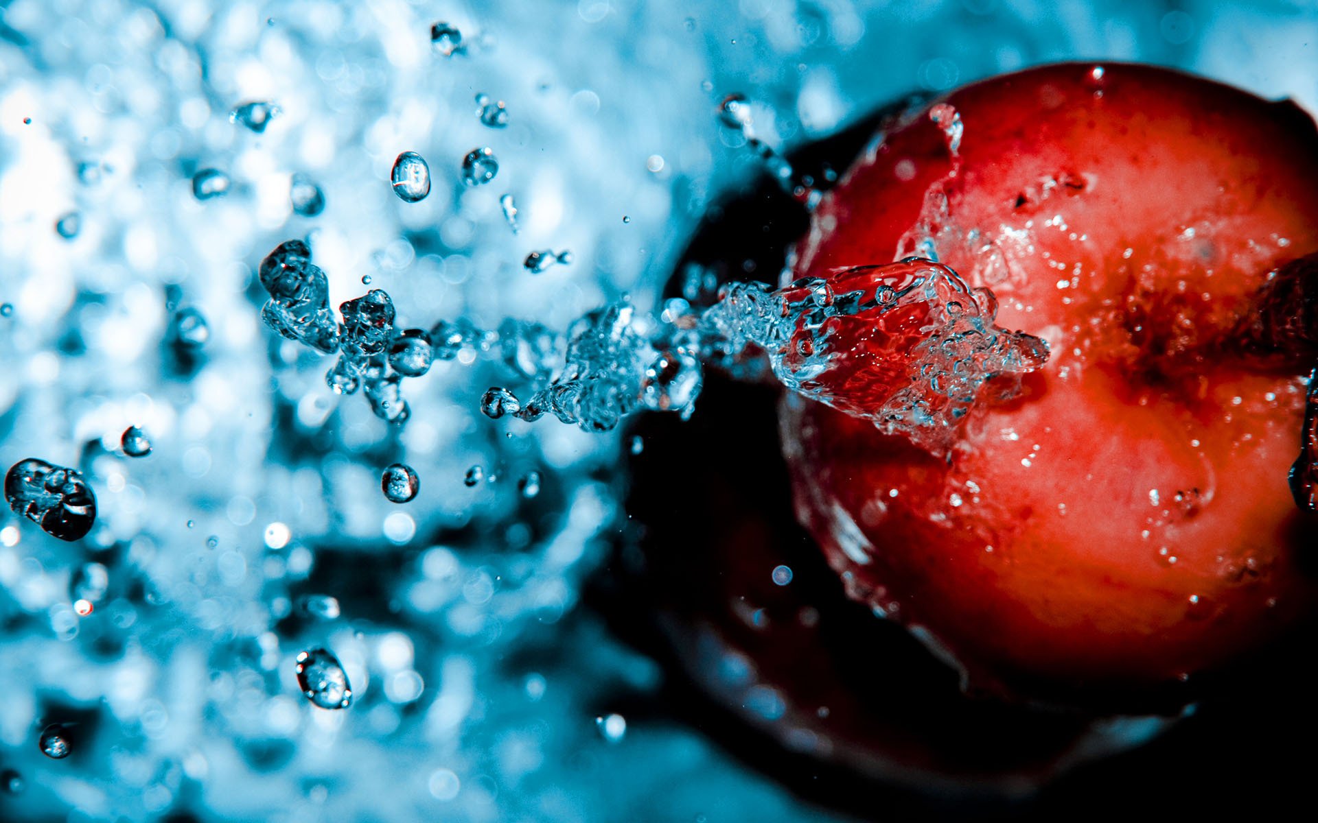 manzana gotas agua movimiento