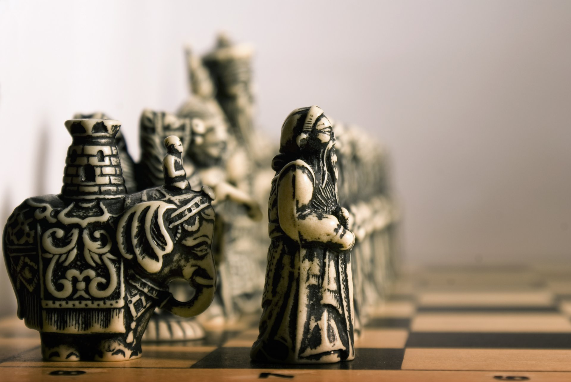 chess figures elephant pawn board