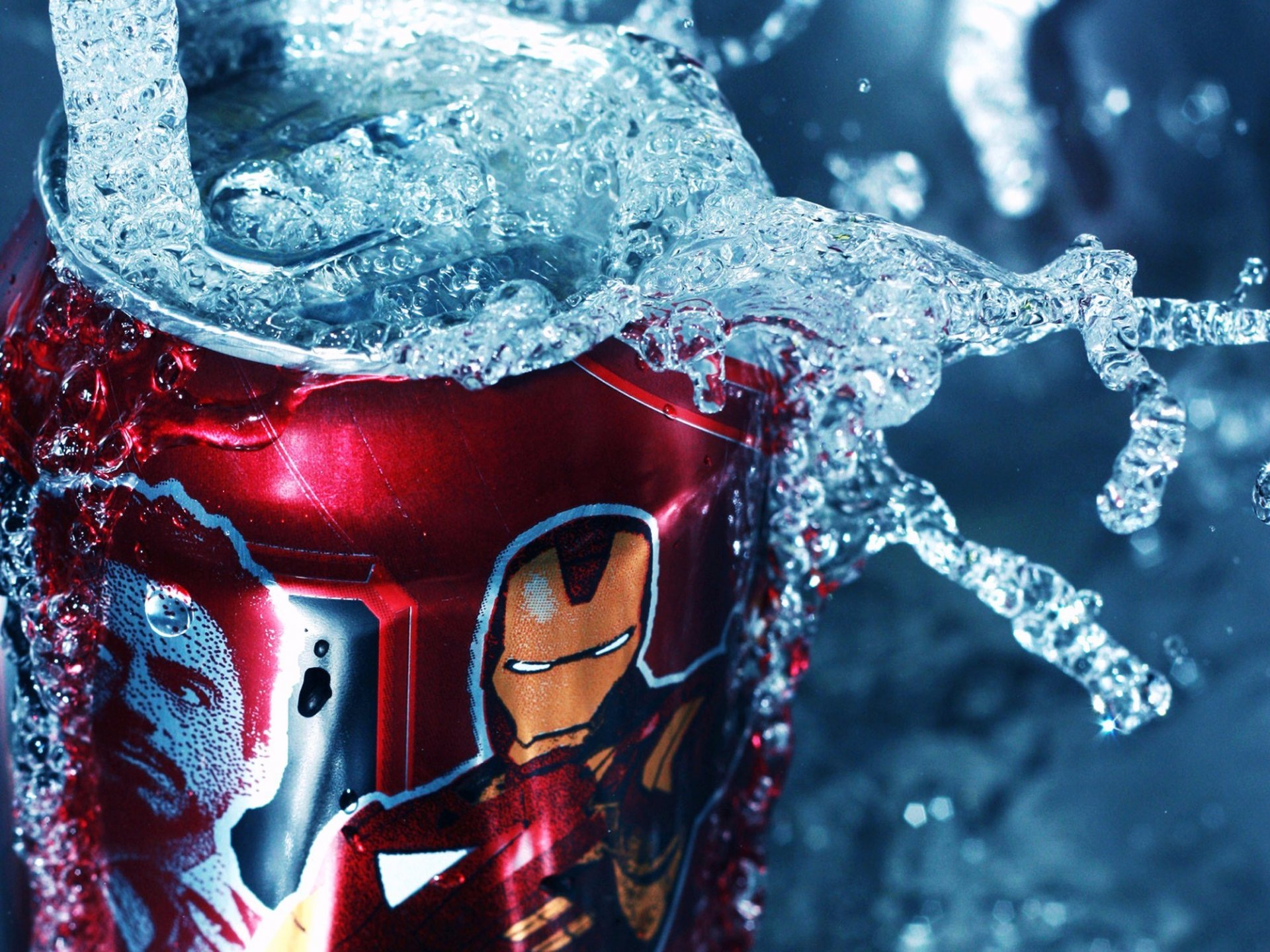 blechdose rot dose iron man wasser spritzer