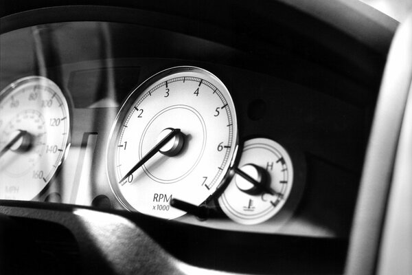 Black and white photo of measuring instruments