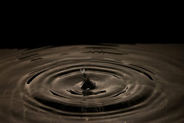 A shiny drop on the water surface