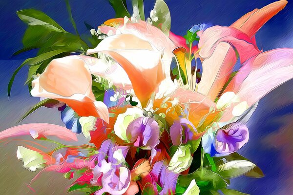 Bouquet with sweet peas. Bouquet in watercolor