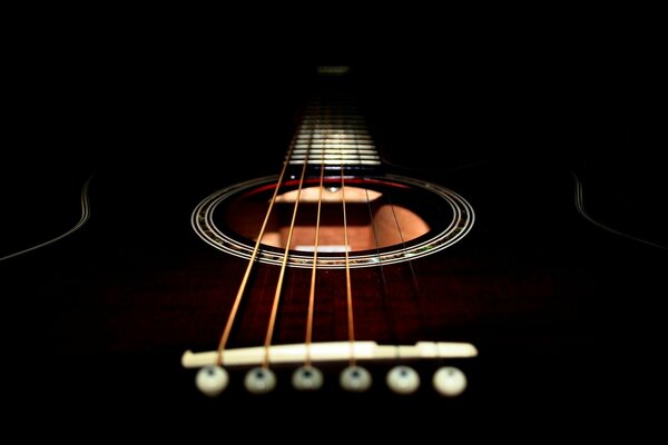 An interesting shot of a black guitar