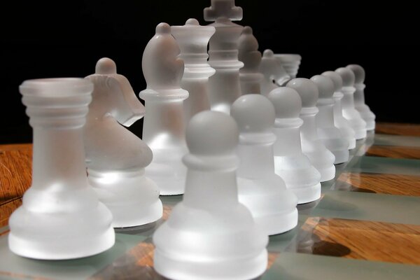 Frosted chess made of glass