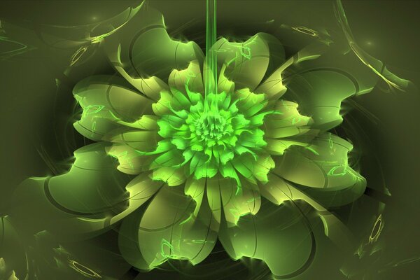 Fleur verte brillante abstraite