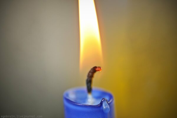 The fire and the wick of the candle are blue