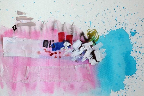 Spilled watercolor paint. Abstraction with paints