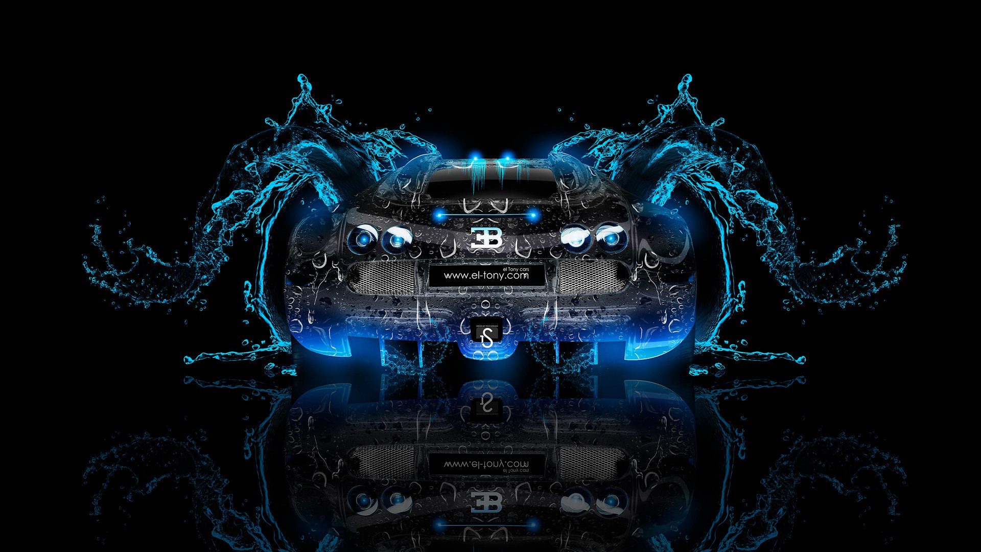 tony kohan bugatti veyron water car blue azure neon effects black abstract photoshop el tony cars style bugatti veyron water blue turquoise background wallpaper 2014