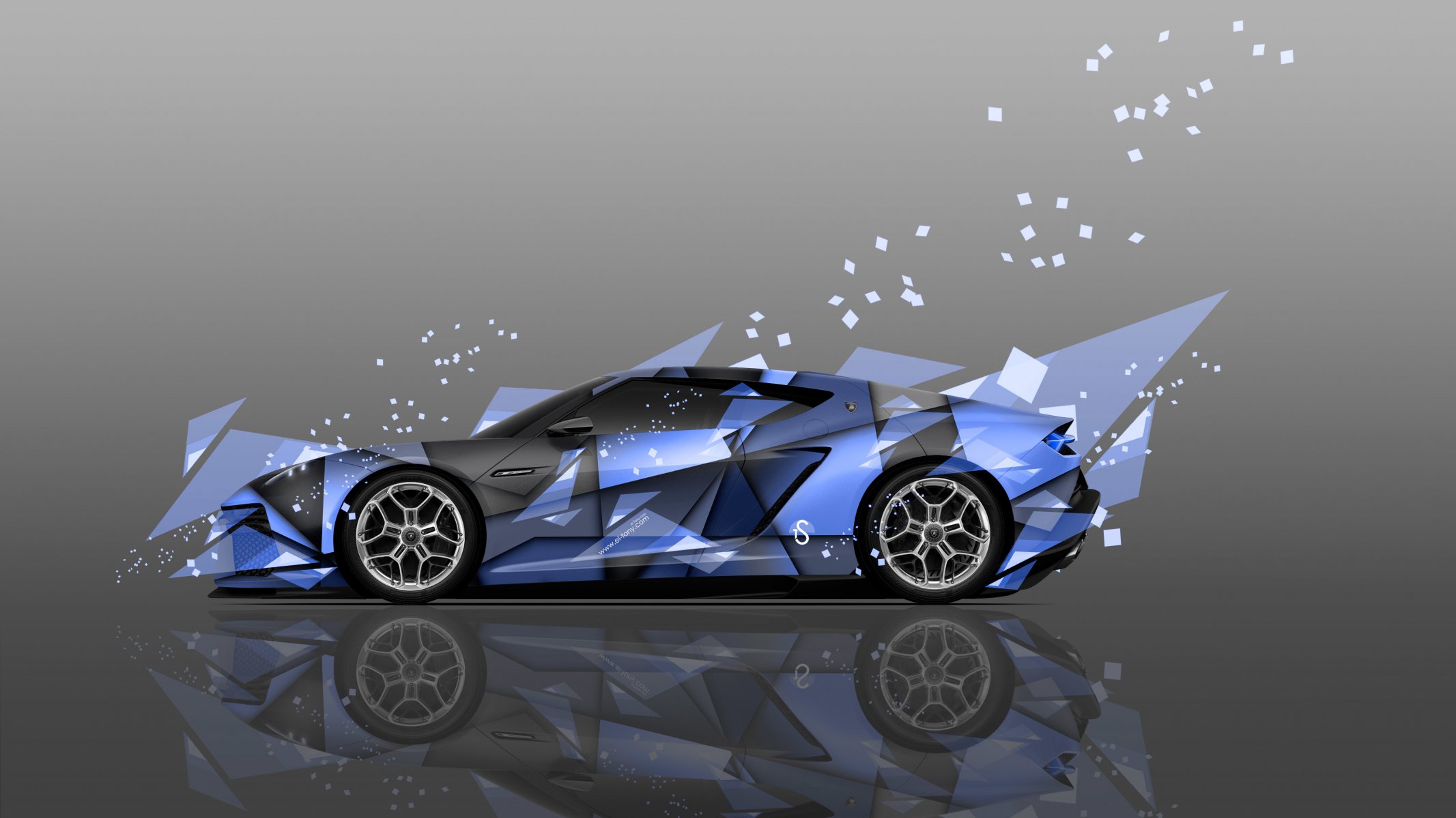 tony cohan lamborghini asterion supercar ibrido lato astratto aerografo blu colori el tony cars design arte stile photoshop 4k carta da parati auto supercar lamborghini vista laterale blu auto blu ae