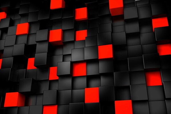 Image tridimensionnelle de cubes rouges et noirs