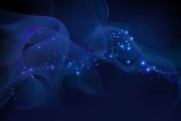 On a dark blue background abstraction blue t luminous dots