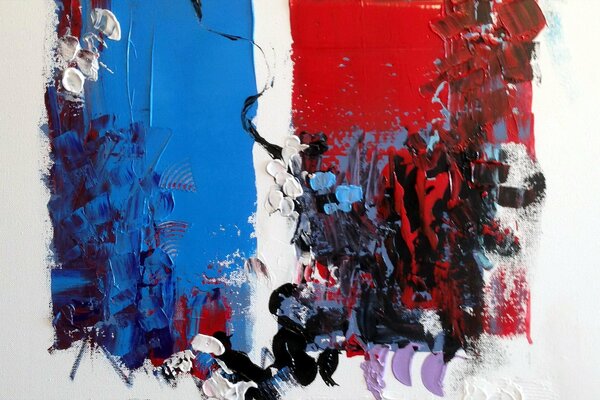 Peinture en bleu et rouge