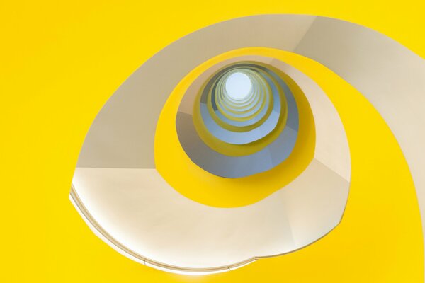 Spirale attorcigliata in una gamma giallo-bianca